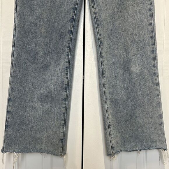 Princess Polly High Rise Raw Hem Light Wash Jeans Size 4 - Picture 5 of 14